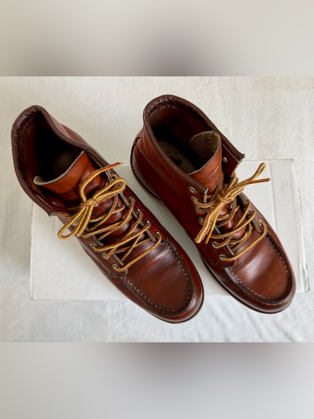 Red Wing Shoes brown leather moc-toe lace-up boots